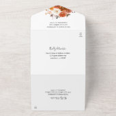 レッド&オレンジ秋フローラ結婚B オールインワン招待状 (外側)