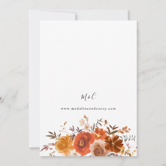 レッド&オレンジ秋結婚フローラズB 招待状 (裏面)