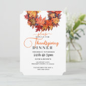 レッド&オレンジ紅葉リース感謝祭 招待状 (スタンド正面)