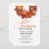 レッド&オレンジ紅葉リース感謝祭 招待状 (正面/裏面)