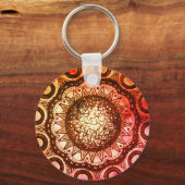 レッド、オレンジ、イエロー抽象芸術マンダラアートキーチェーン キーホルダー (正面)