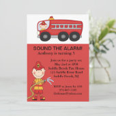 レッド·カウト·ファイアマン·ボーイズ誕生日招待状 招待状 (スタンド正面)