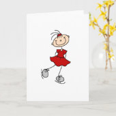 レッド・カードのアイススケーターの女の子 カード (黄色い花)