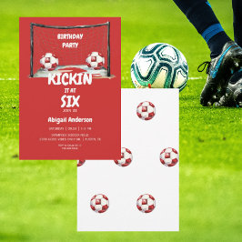 レッド キッキンイット サッカー 誕生日パーティー 招待状