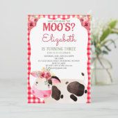 レッド ギンガム 牛の誕生日 ファーム 動物 バーンヤード 招待状 (スタンド正面)