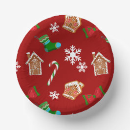 レッド クリスマスパターン ペーパーボウル