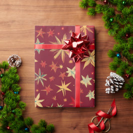 レッド クリスマスパターン ラッピングペーパー
