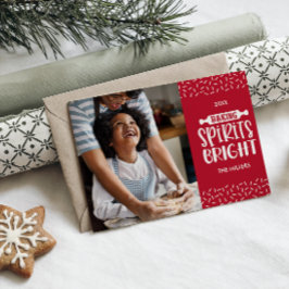 レッド |クリスマスベーキングスピリッツ明るい写真 シーズンカード