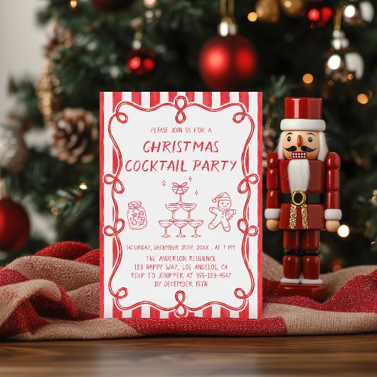 レッド クリスマス カクテルパーティー 招待状