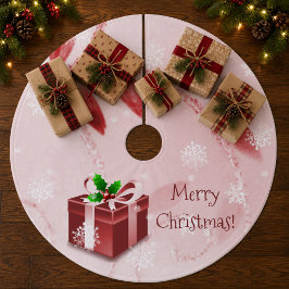レッド クリスマス ギフト ツリー スカート フリース ツリースカート