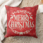 レッド&クリームクリスマス&新年の挨拶 クッション (ブランケット)