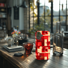 レッド&クリームジオメトリアートフォンケース – Sweet Dream iPhone 16ケース