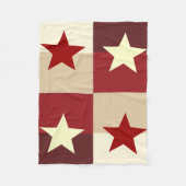 レッド&クリームスターキルテッド フリースブランケット (正面)