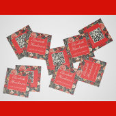 レッド&クリームダークフローラスクエアコールカード コーリングカード