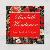 レッド&クリームダークフローラスクエアコールカード コーリングカード (正面)