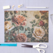 レッド&クリームバラティッシュペーパー 薄葉紙 (クラフト)