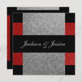 レッド&グエレガントレイペイズリー婚約パーティ 招待状 (正面/裏面)