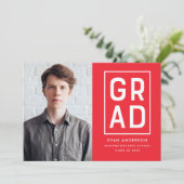 レッド |グラッモダンドブロック写真卒業 案内状 (スタンド正面)