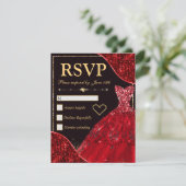 レッド・グラム・ウェーブズ&グリッター・ドレス・Sweet sixteen 出欠カード (スタンド正面)