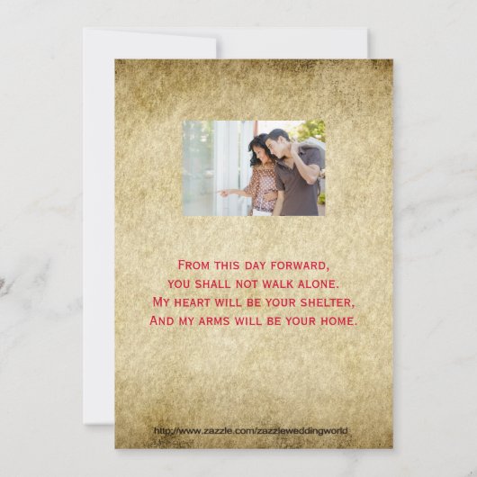 レッド グランジ オールド ヴィンテージ ウェディング インビテーション (裏面)