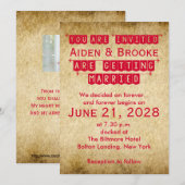 レッド グランジ オールド ヴィンテージ ウェディング インビテーション (正面/裏面)