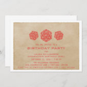 レッド グランジ D20 ダイス ゲーマー 誕生日パーティー招待状 招待状 (正面/裏面)