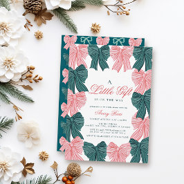 レッド&グリーボウ/リボンコケットベビーシャワー 招待状