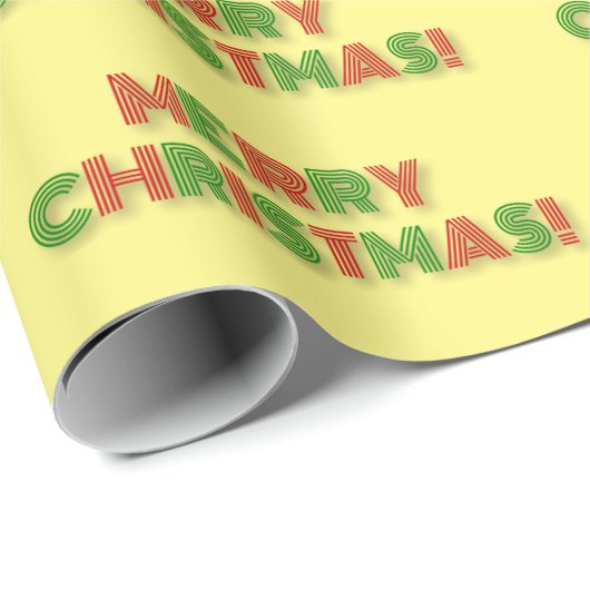 レッド&グリーンアールデコスタイル「メリークリスマス!」 ラッピングペーパー (ロールコーナー)