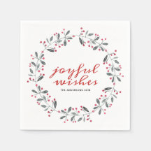 レッド&グリーンウォーターカラーホリークリスマスリース