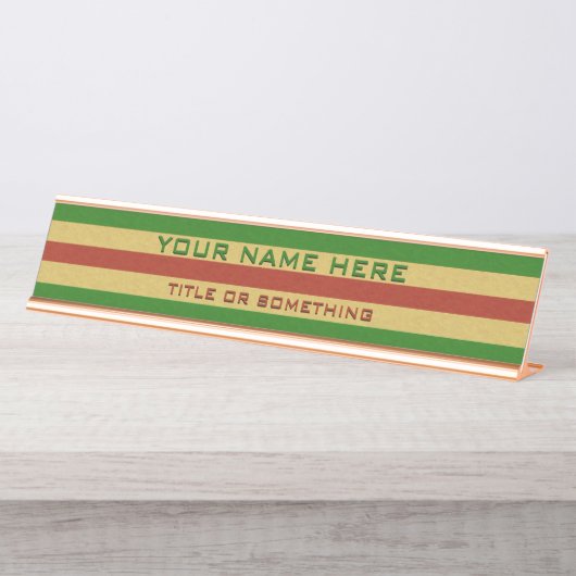 レッド&グリーンウッドプリント デスクネームプレート (正面)