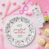 レッド&グリーンエレガントホリーリースクリスマス ペーパープレート (パーティー)