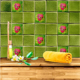 レッド&グリーンオールドメキシコミラゴロチャームハート タイル