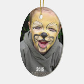 レッド&グリーンカエルストライプフォトオーナメント セラミックオーナメント (左)