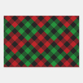 レッド&グリーンキルトバッファロープレイドホリデー ラッピングペーパーシート (正面)