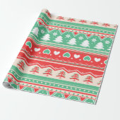 レッド&グリーンクリスマスツリーラブ – フェスティバル休日 ラッピングペーパー (アンロールド)