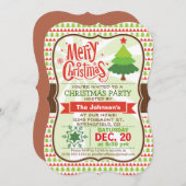 レッド&グリーンクリスマスパーティの招待状 招待状 (正面/裏面)
