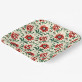 レッド&グリーンクリスマスフローラエレガンス ペーパープレート (傾斜あり)