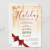 レッド&グリーンクリスマスホリデーオープンハウスパーティー 招待状 (正面)