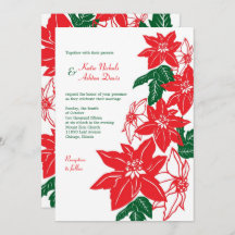 レッド&グリーンクリスマスポインセティアスホリデ結婚ーズ