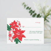 レッド&グリーンクリスマスポインセティアスホリデ結婚ーズ 招待状 (スタンド正面)