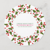 レッド&グリーンクリスマスリースディナーパーティーメニュー メニュー (正面)