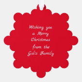 レッド&グリーンクリスマスリース紙オーナメントカード オーナメントカード (裏面)