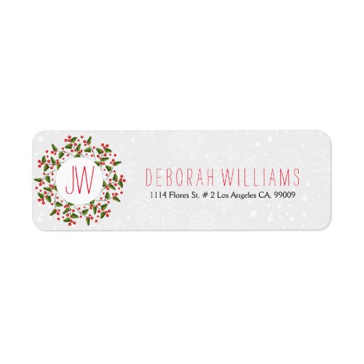 レッド&グリーンクリスマスリース ラベル (正面)