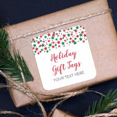 レッド&グリーンスタークリスマスホリデーギフトラベル スクエアシール