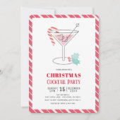 レッド&グリーンストライプクリスマスカクテルパーティー 招待状 (正面)