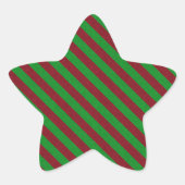レッド&グリーンストライプグリッター 星シール (正面)
