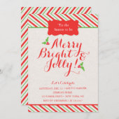 レッド&グリーンストライプパーティー休日/クリスマス招待状 招待状 (正面/裏面)
