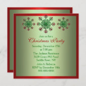 レッド&グリーンスノーフレーククリスマスパーティー招待状 招待状 (正面/裏面)