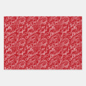 レッド&グリーンタータンチェックプレイドクリスマスタイポグラフィ ラッピングペーパーシート (正面2)