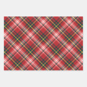 レッド&グリーンタータンチェックプレイドクリスマスタイポグラフィ ラッピングペーパーシート (正面)
